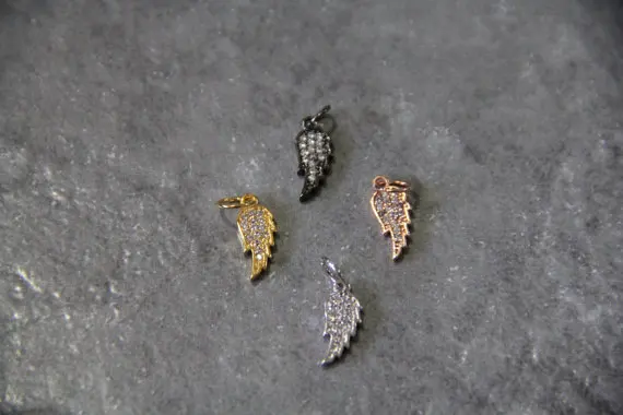 

CZ Micro Pave 6x14mm Wing Charm with Jump Ring