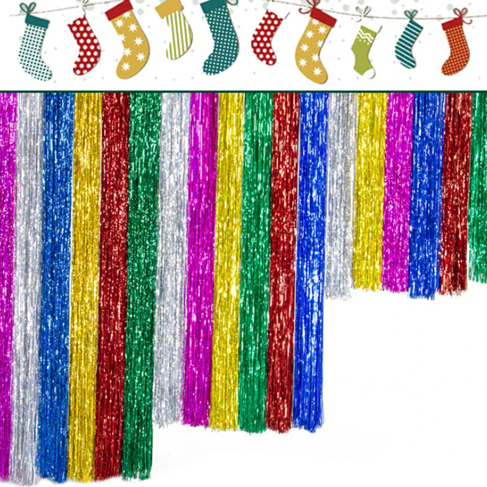 

10*100cm Tinsel Foil Fringe Door Window Curtain Birthday Party Decor photo backdrop background Wedding Decorations Supplies