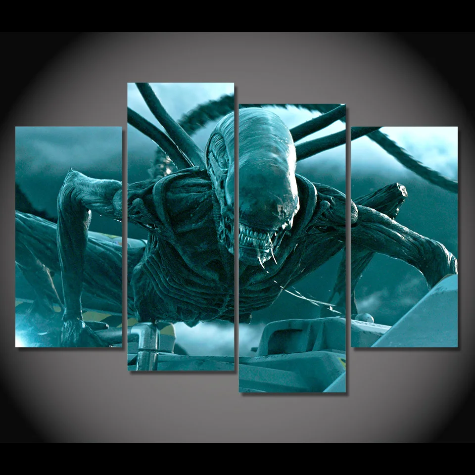 4 шт. Холст Искусство HD печать фильм плакат инопланетный воин холст картины для гостиной стены инопланетный спрей UP-1521A