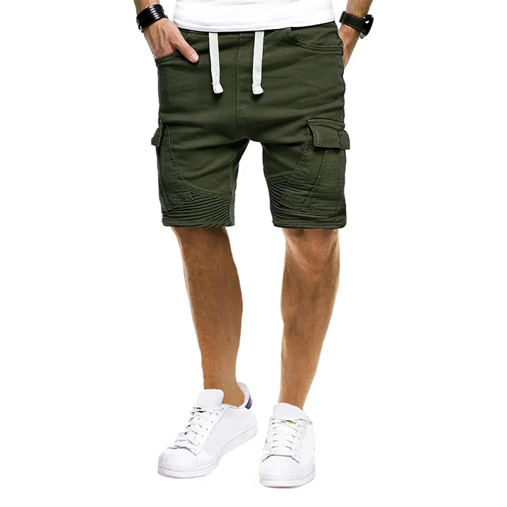 Мужские шорты Карго Брендовые мужские спортивные чистая цветная повязка повседневные свободные спортивные штаны шорты на шнурке короткие штаны