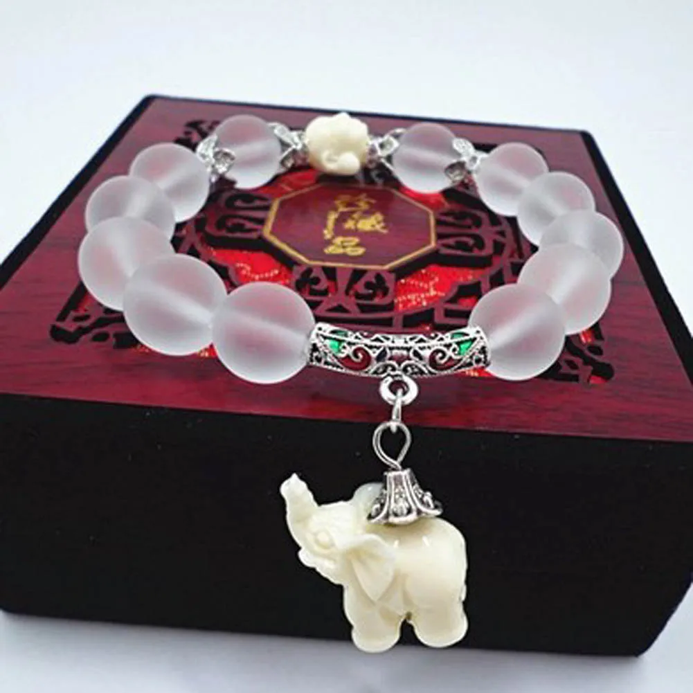 2016 New Natural Matte Crystal Elephant Bracelets Stone Bead Bracelet