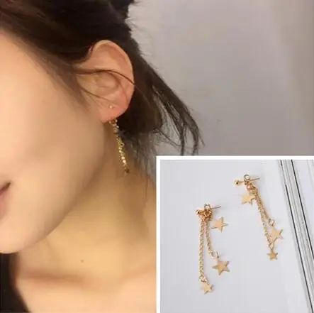 

ed 0142 Ladies retro elegant stars earrings 2018 Europe and the United States large sequins stars earrings female jewelry acces