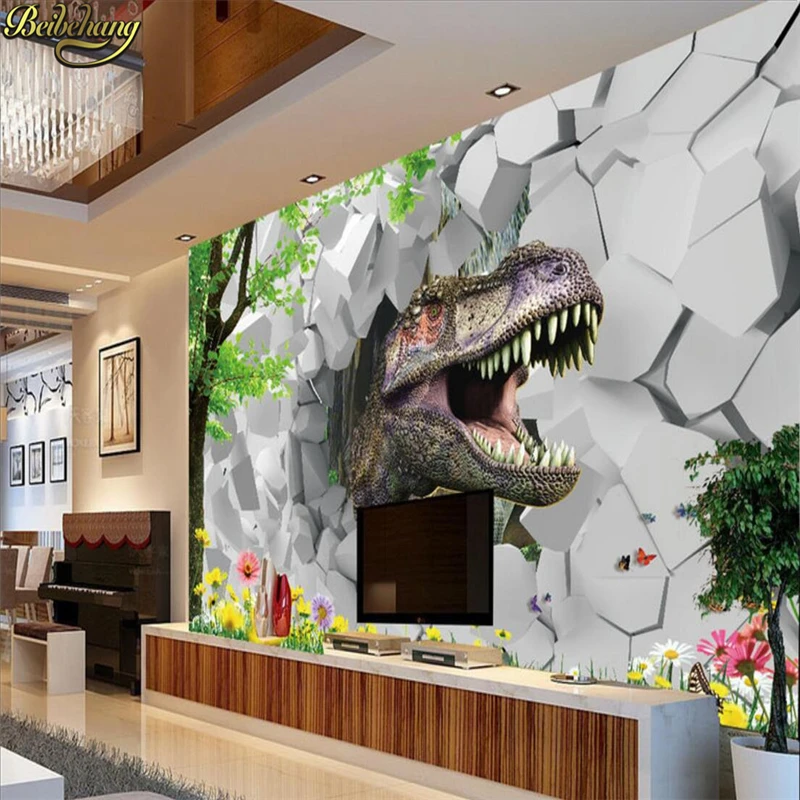 Beibehang ужас динозавр пейзаж обои papel де parede 3D фото фреска спальня отель Ресторан обои для стен 3 d