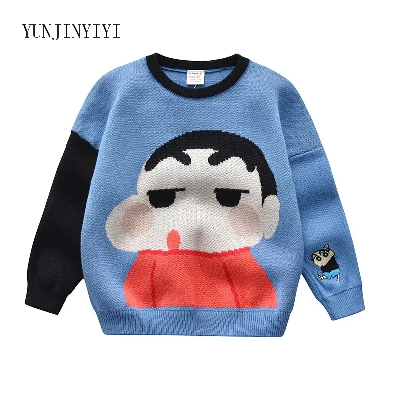 New Children's Clothing Boys and Girls Crayons Xiaoxin Superman Captain America Super Mario Children's Cartoon Sweater
