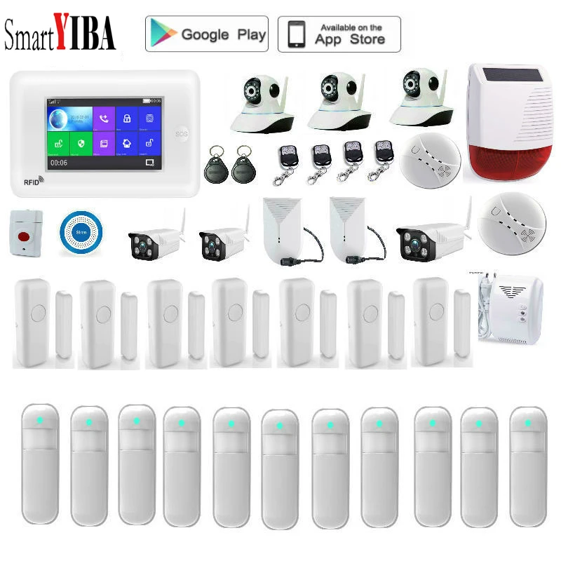 SmartYIBA 3G Home Security Alarm System IP Camera Wireless WIFI Burglar Alarm Sensor Motion Android IOS APP Control Amazon Alexa - Color: YB10828