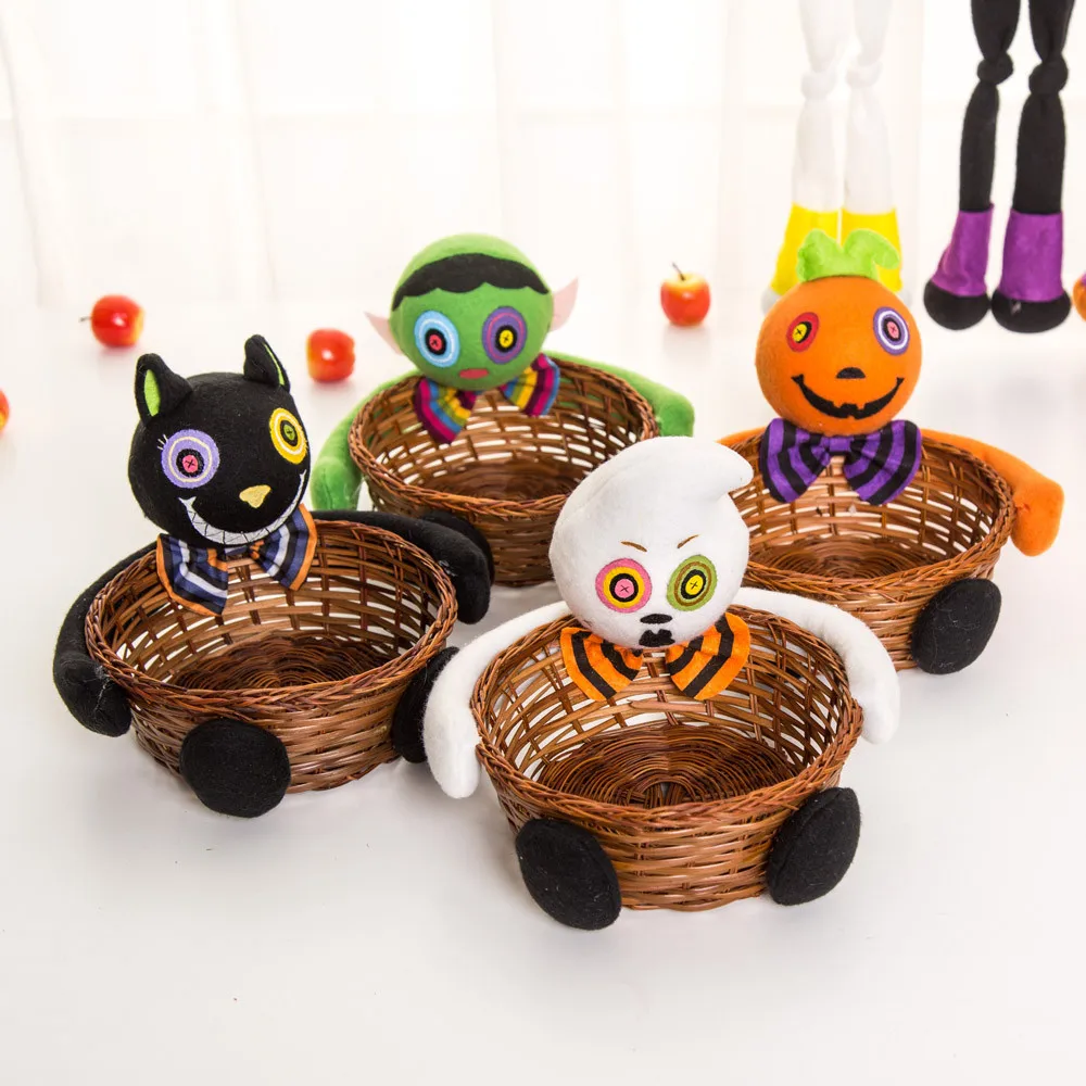 

Halloween Witches Ghosts Bats Pumpkins Candy Basket Party Storage Basket Gift Trick or treat Children Candy Box Bamboo Basket