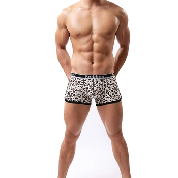 

Wild Style Men's Sexy Leopard Printed Low Rise Trunks Boxer Shorts Bulge U Convex Underwear Shorts Underpants Cueca