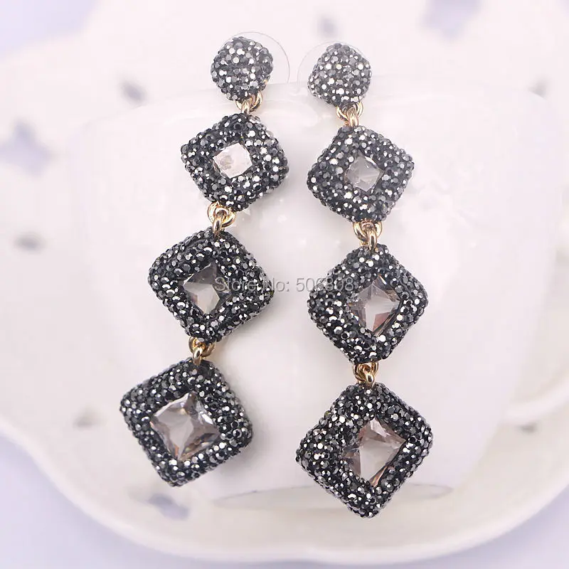 Серьги подвески женские с квадратными камнями 3 пары|tassel dangle earring|dangle earringsearring charms