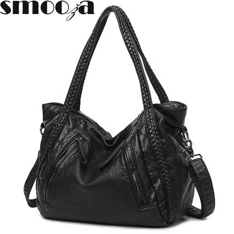 SMOOZA Большая мягкая кожаная сумка женские сумки через плечо для женщин сумки на плечо женские большие сумки - Цвет: big size