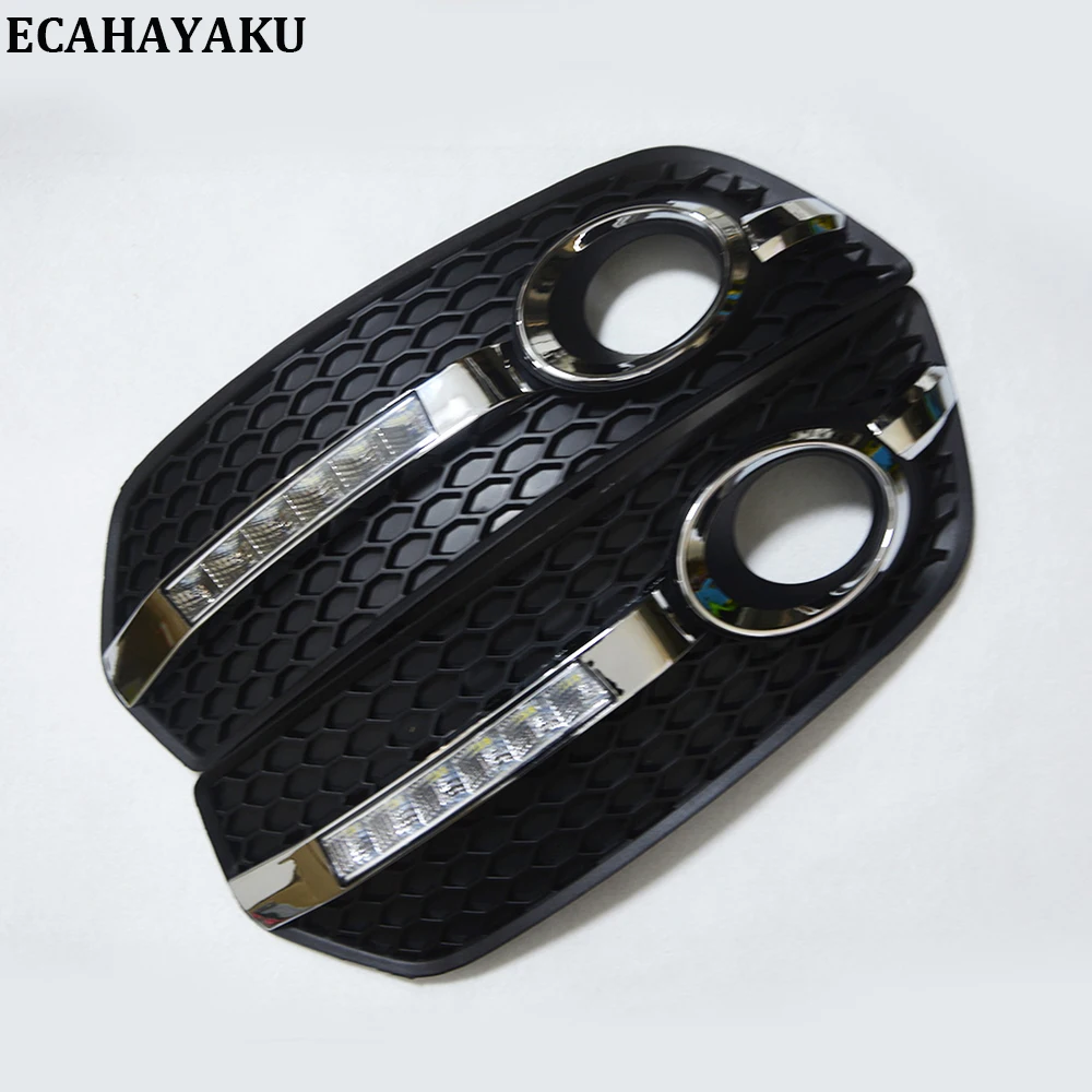 

ECAHAYAKU 1 Pair Car-styling DRL ABS Front Fog Lamp Daytime Running Light Fog Light Covers hole Masks Fit For Audi Q5 2009-2012