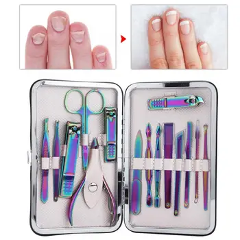 

Manicure 15Pcs/Set Portable Nail Clippers Manicure Scissors Grooming Tool Kit Stainless Steel Rustproof Nail Extension Kit X