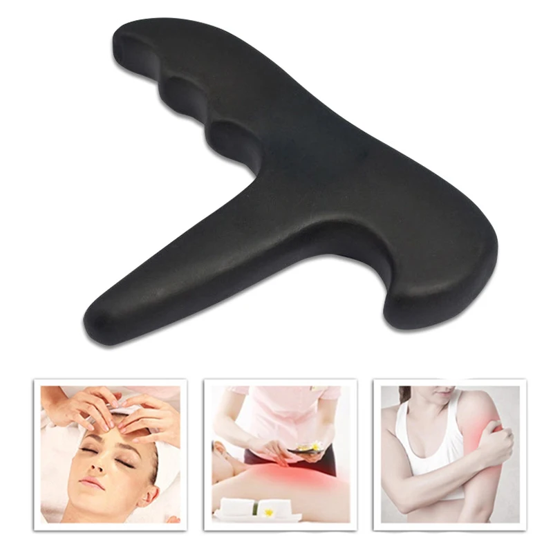 

Natural Stone Gua Sha Board Bian Stone Needle Guasha Massage Healthy Cure Foot Care Hand Body Massage Tool Black