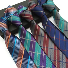 Fashion Mens Accessories Plaid Polyester Ties for Men Brand Neckwear Business Wedding 8 cm Skinny Grooms