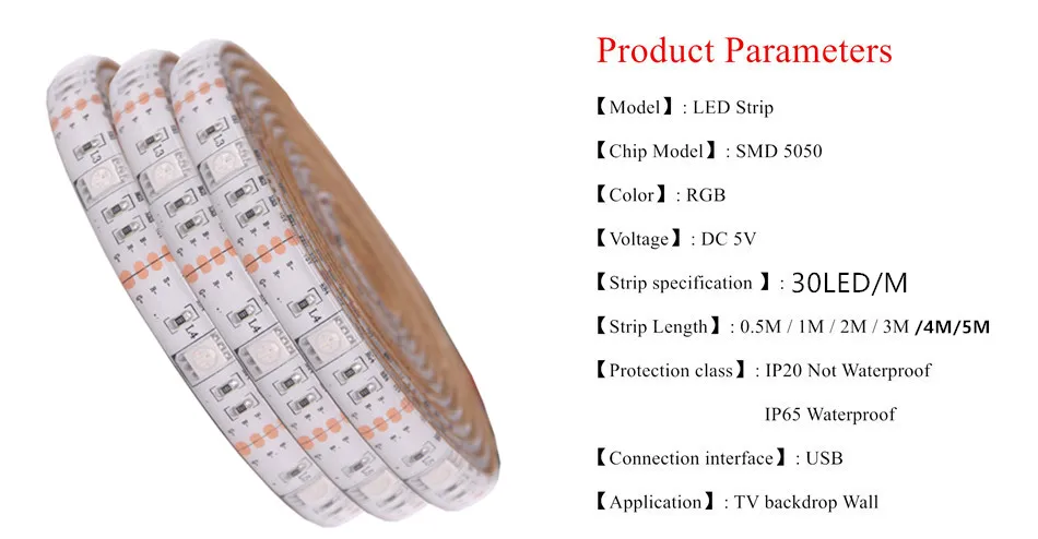 RGB Светодиодная лента Водонепроницаемая DC 5 В USB светодиодный светильник гибкие неоновые ленты лента ТВ Подсветка лампа с пультом дистанционного управления для ТВ фона
