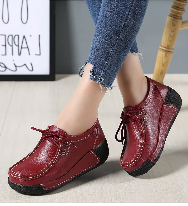 Fashion Brand Women Flats Platform Shoes Genuine Leather Women Moccasins Creepers slipony Female Casual Shoes Moccasins (14)