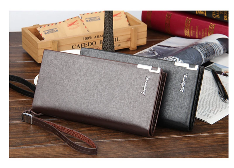 Деловой мужской кошелек длинный кошелек с молнией кожаный кошелек для мужчин однотонный клатч стандартные кошельки с чехлом для телефона