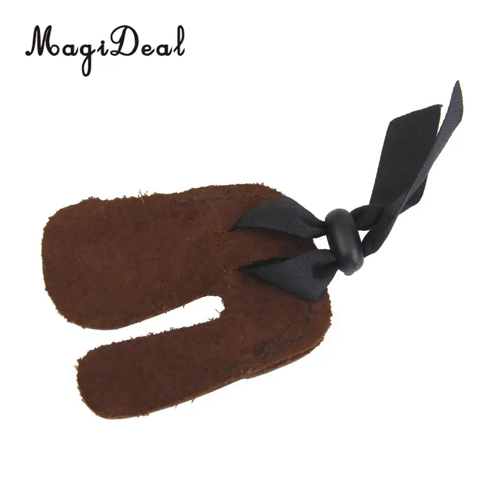 MagiDeal Durable Soft Cow Leather Protection Finger Tab Shooting Archery Glove Supplies for Bow Hunting Outdoor Finger Protector