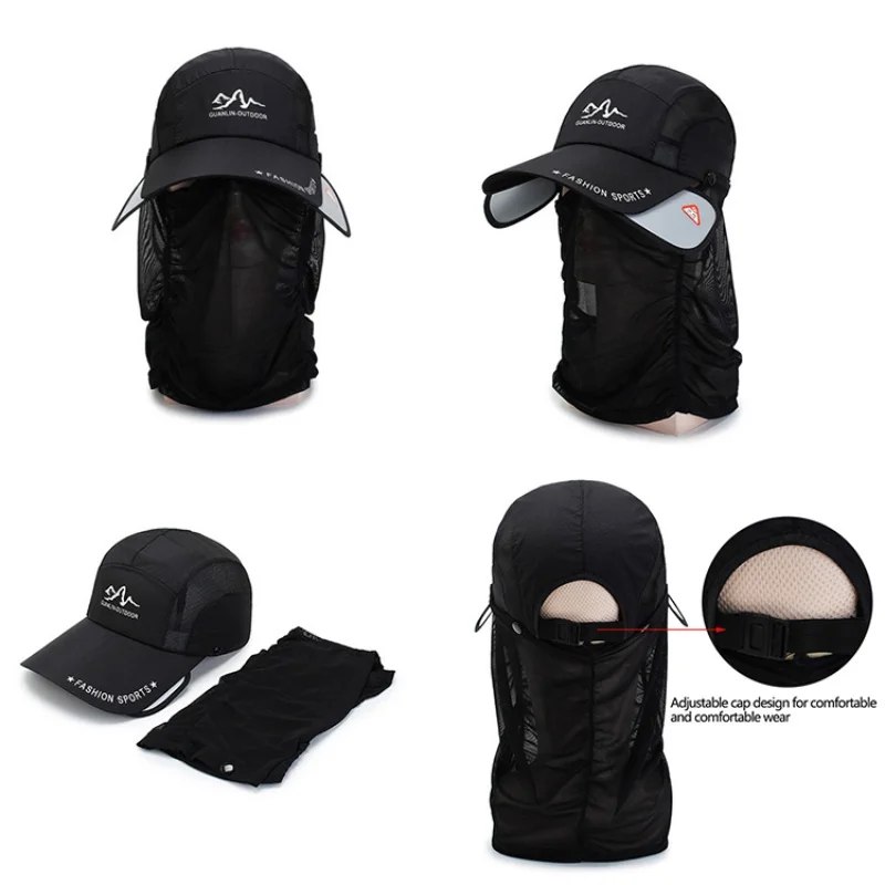 

UV Protection Outdoor Sport Hiking Visor Hat Face Neck Cover Fishing Sun Protect Baseball Cap With Detachable Face Mask