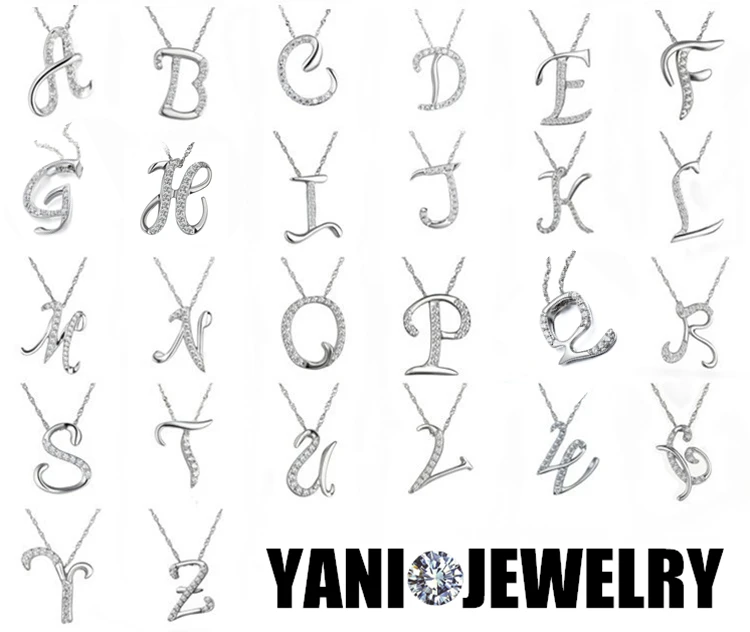 

Fashion 2015 Valentine's Day Silver Plated Crystal A-Z Alphabet Letter Necklace with Clavicle Chain Statement Necklace