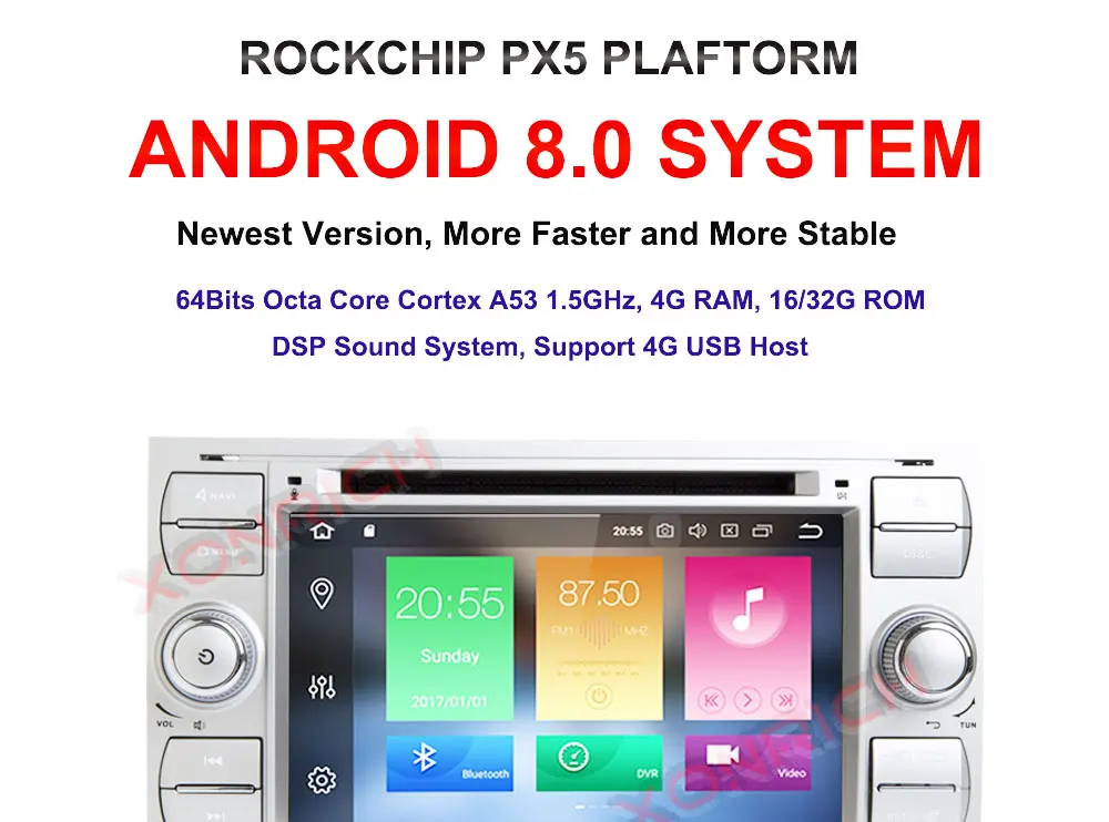 Best Car Multimedia Player Android 8.0 Car GPS Navi Autoradio 2 Din 7 Inch For Ford/Mondeo/Focus/Transit/C-MAX/S-MAX/Fiesta 4GB RAM 0