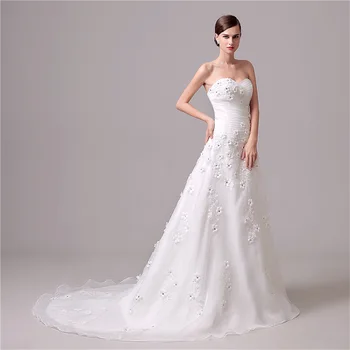 

A-line Bridal Gown Sweetheart Neckline Applique Wide Hemline Wedding Dresses damit Pangkasal