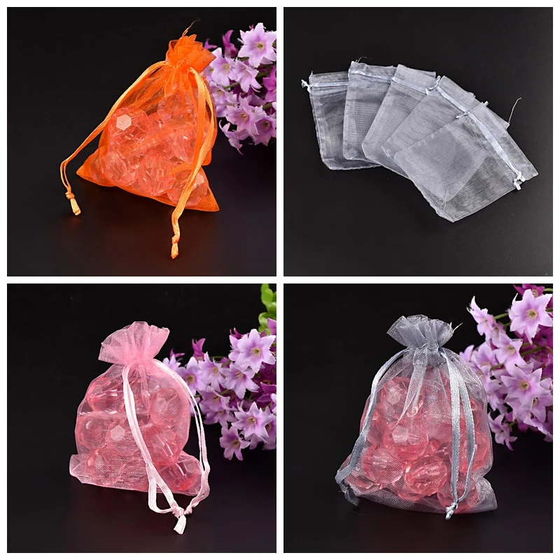 

8x10cm Red Color Rectangle Organza Gift Beads Present Jewelry Candy Bags for Valentine Mother's Day Bags