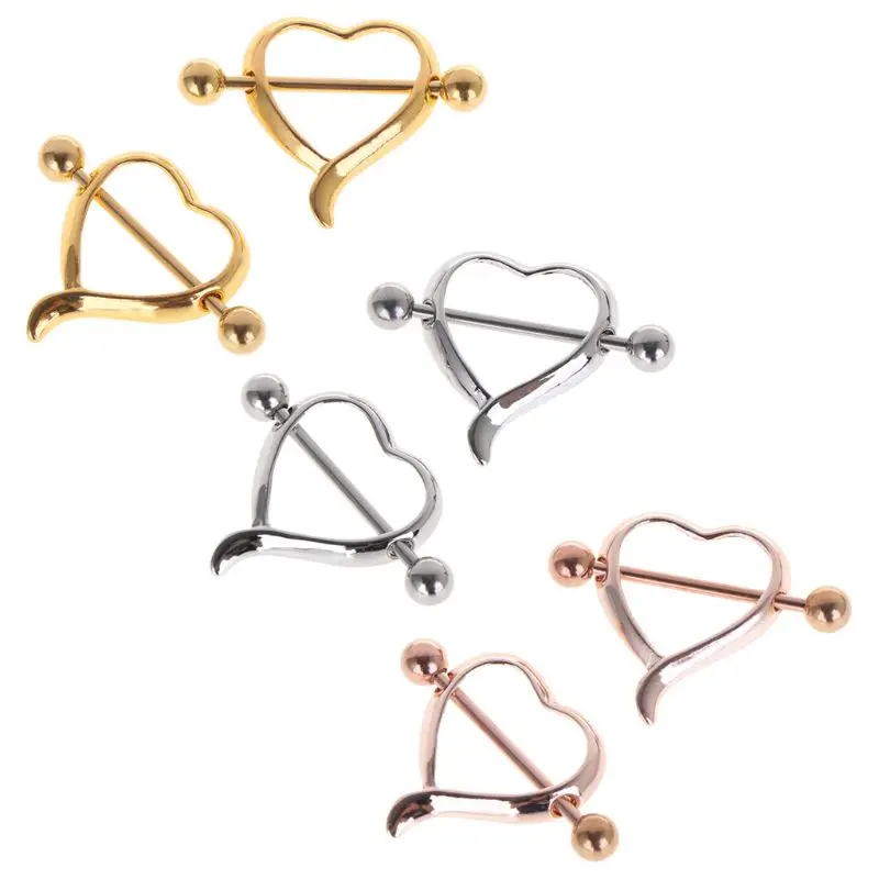 

2pcs Nipple Piercing Women Lady Sexy Antiallergy Heart Shape Bars Ring Jewelry Ornament Accessories Wholesale W15