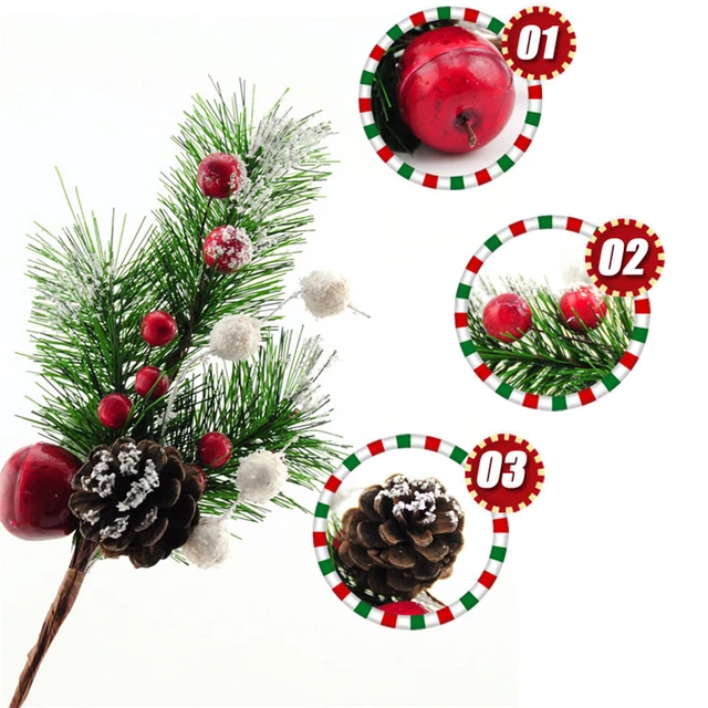 Christmas Branches Tree Ornament Pine Nuts Xmas Party Wedding Hanging Red Fruit Decoration Christmas Branches Tree Ornament Pine Nuts Xmas Party Wedding Hanging Red Fruit Decoration
