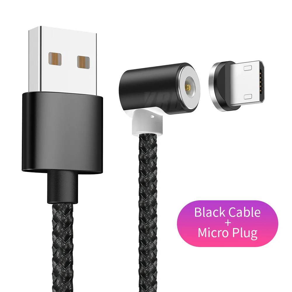 YBD Магнитный usb зарядный кабель для Xiaomi Redmi Note 7 Mi9 Micro USB C кабель USB провод для iPhone зарядное устройство samsung huawei Oneplus - Цвет: Black Micro