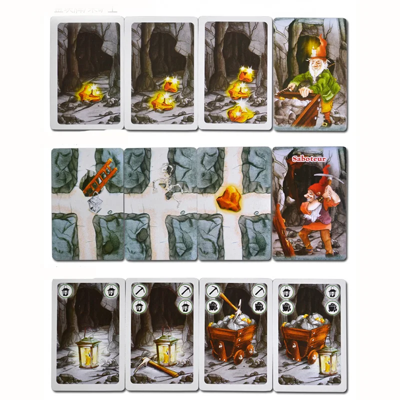 Saboteur1/1 + 2 مجلس لعبة 2-12 اللاعبين للأسرة/حزب/هدية أفضل هدية مضحك لعبة ببطاقات ورقية الترفيه لوازم