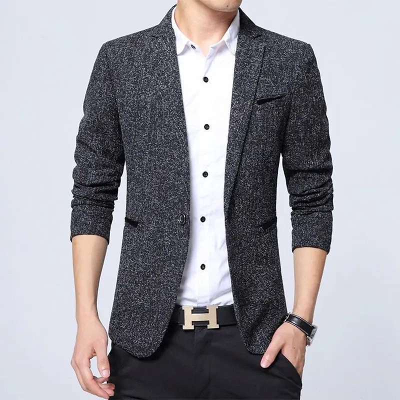 Роскошный пиджак Мужская Повседневная slim fit Мужчины хлопок дышащий мужской