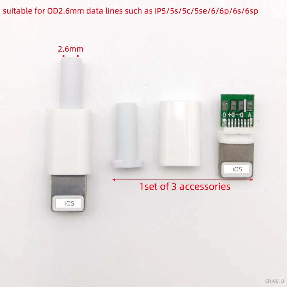 5 комплектов USB для iphone штекер с чипом разъем платы Сварка 2,6/3,0 мм данных OTG линейный интерфейс DIY переходник Кабель для передачи данных запчасти - Цвет: CR-001B 5sets