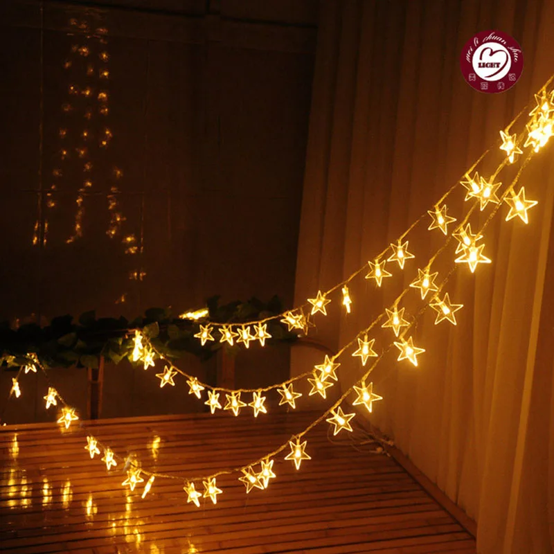 Christmas Decorations Outdoor Running Lights On Trees Stock An Error Occurred
