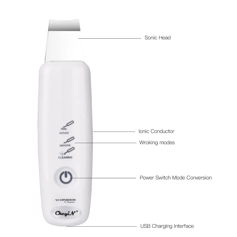 Cuidados com a Pele Ultra-sônica do Purificador da Pele Limpador + Mini Ckeyin Ferramentas Facial Limpeza Profunda Navio Nano Pulverizador Beleza Dispositivo 47 13 High Quality Beleza e saúde