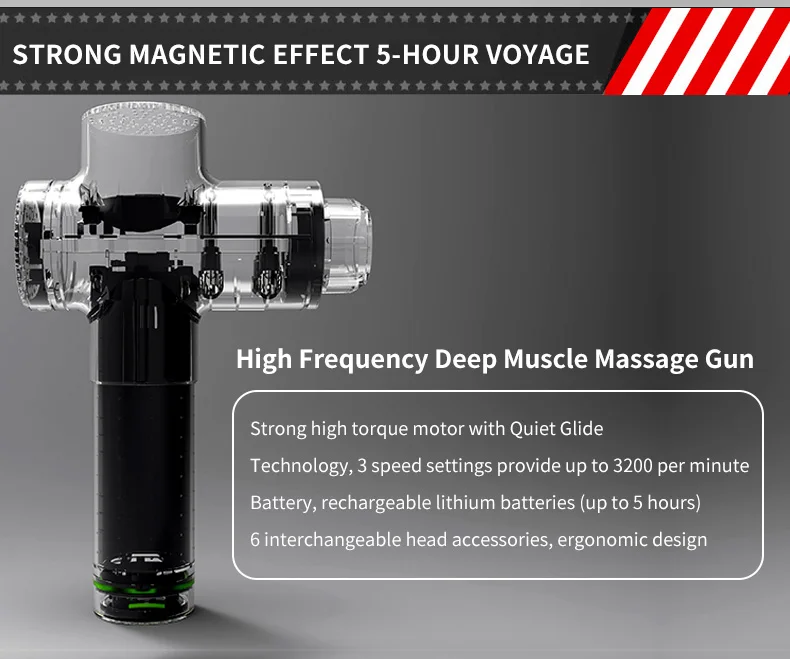 Фасции пистолет с 6 массажными головками Бесшумная Мышечная Релаксация организма массажный пистолет Hyper-fit Расслабление тела- DHL или FedEx