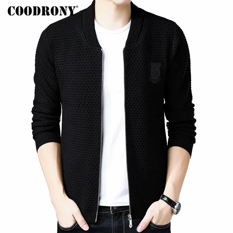 

COODRONY Thick Warm Sweater Men 2018 Autumn Winter New Arrival Casual Zipper Sweatercoat Knitted Cashmere Wool Cardigan Men 8250