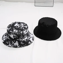 Горячая стиль Мода K POP двухсторонняя одежда цветок печати ведро шляпы популярный стиль кепки пары кепки для лета
