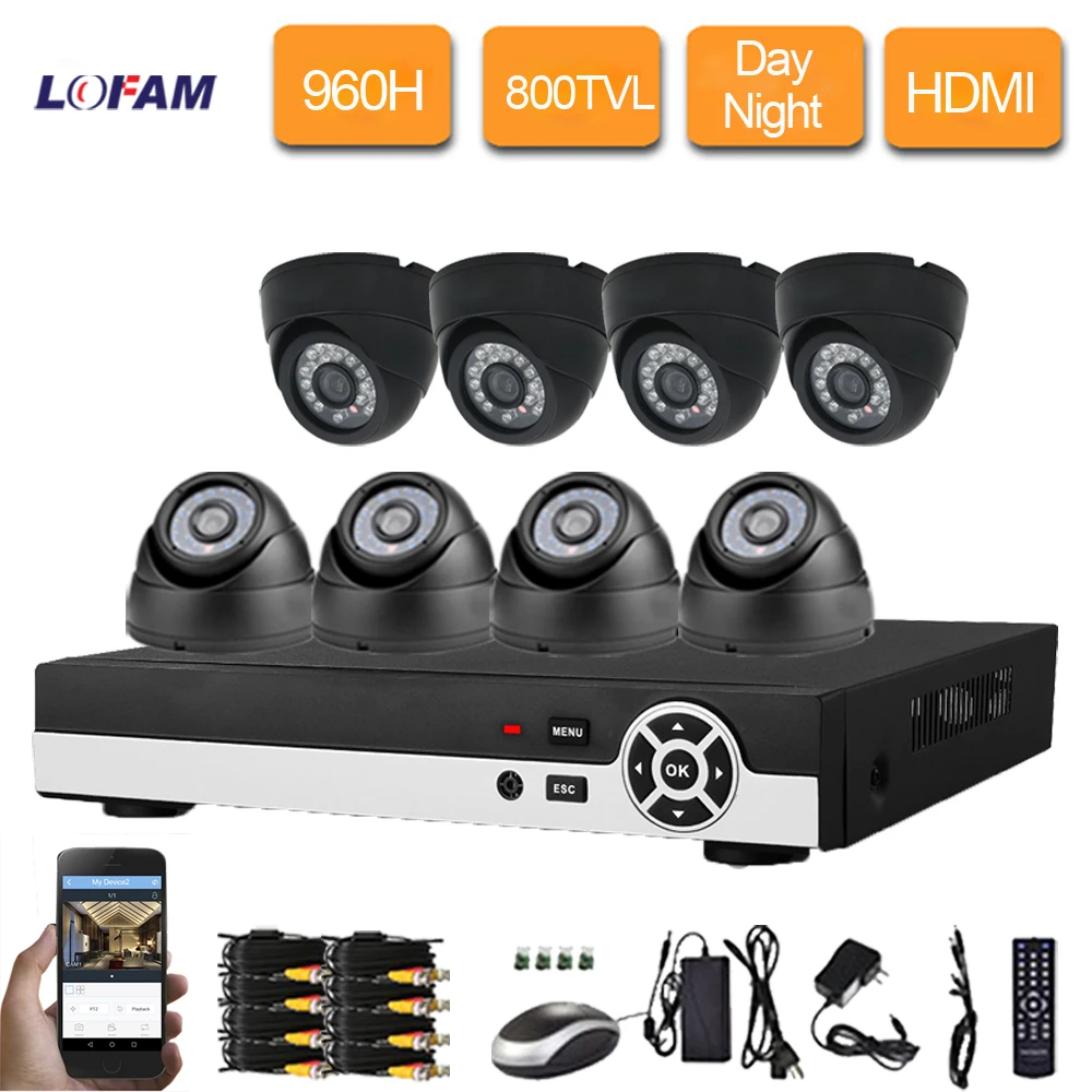 LOFAM home 8CH 960H CCTV DVR recording Surveillance Video System Night
