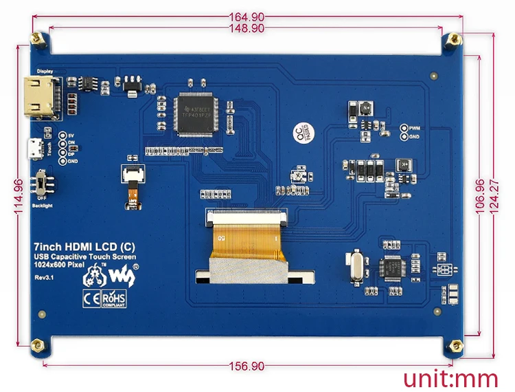 Waveshare " HDMI lcd(C) емкостный сенсорный экран ips поддерживает Raspberry Pi Zero/Zero W/Zero WH/2B/3B/3B+ компьютерный монитор