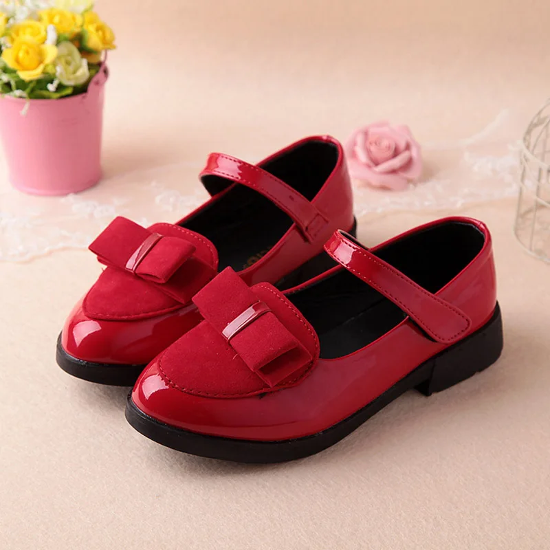 Детские Тонкие Туфли; Новинка; обувь с бантом для девочек; обувь принцессы; модная детская повседневная обувь - Цвет: red