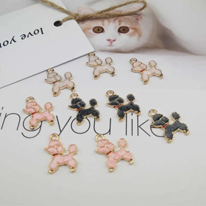 

New 10pcs Dog 15*19mm Enamel Charms Alloy Esmaltes Drop Oil DIY Accessories Bracelet Hair Handmade Jewelry Makings