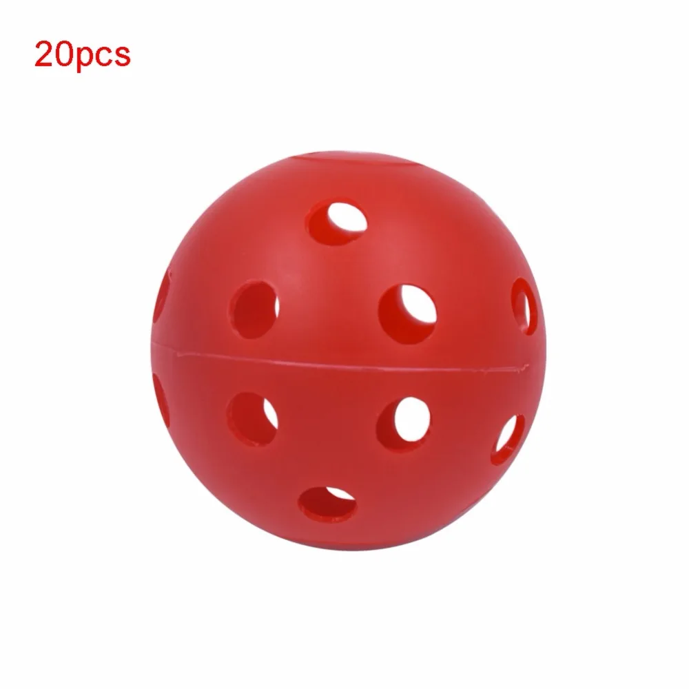 20 шт./лот 41 мм Гольф пластик воздушный поток полые тренировочные шары открытый мячи для обучения игре в гольф отверстие мячи для гольфа