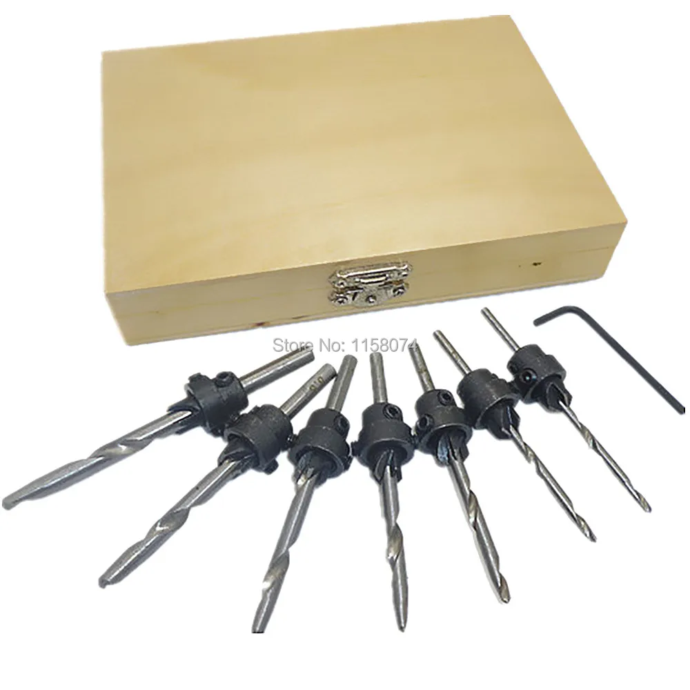22pc Tapered Wood Pilot Drilling Set in Case 1/8" TH127 Countersink