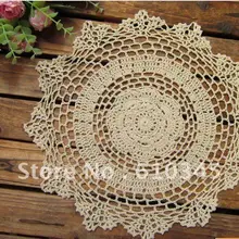 Хлопок ручная работа крючком коврик, Экрю салфетка, естественный цвет 28 см x 28 см круглый 12 шт./лот cd031