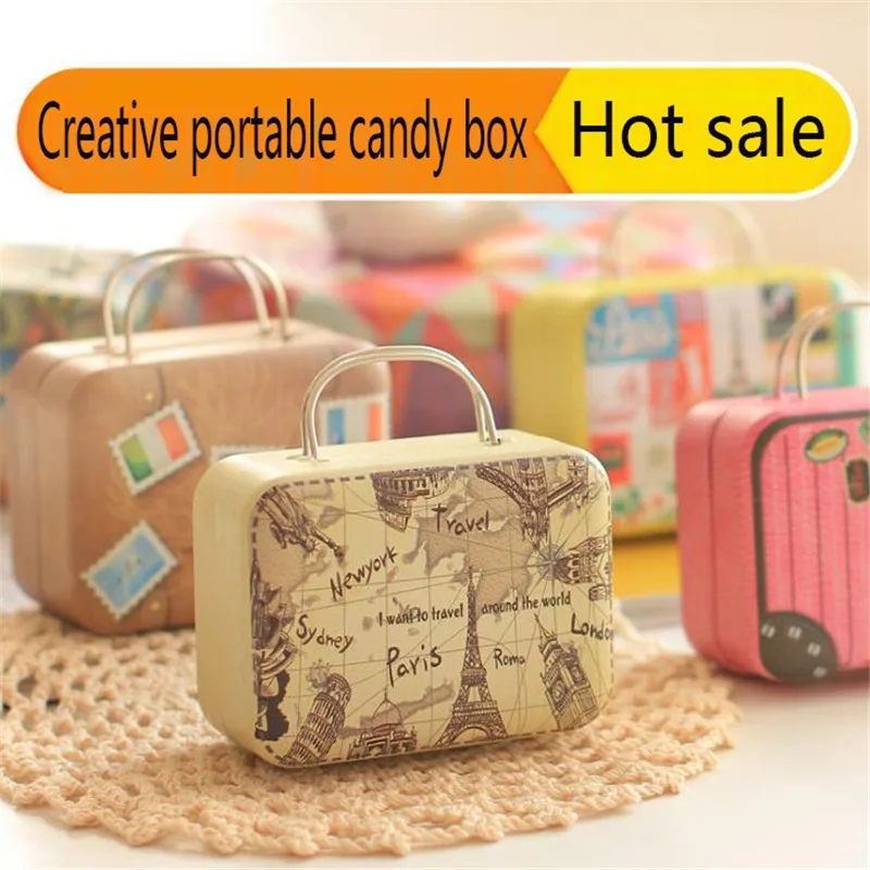 

2019 Vintage candy box bag chocolate paper gift package for Birthday Wedding Party favor Decor supplies DIY handbag Iron box