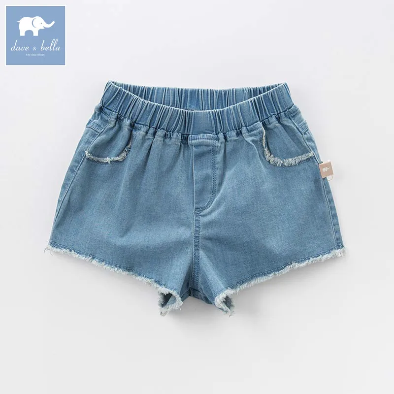 

DB7738 dave bella summer children girls fashion elastic denim pants soft baby shorts for girls