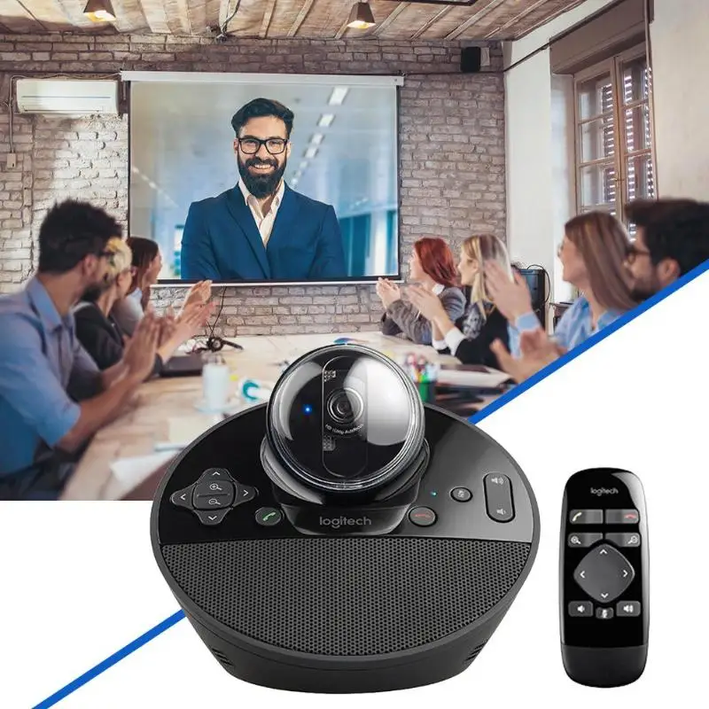Веб-камера logitech для видеоконференции, веб-камера Full HD 1080p с громкой связью, usb-кабелем и пультом дистанционного управления