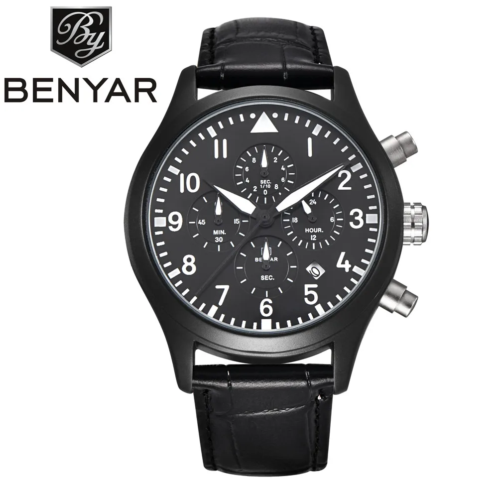 BENYAR Mens top Luxury Brand Quartz Diving Watch reloj hombre Leather waterproof Fashion Casual Watches men relogio masculino men watch luxury fashion faux leather mens blue ray glass quartz analog watches handsome relogio masculino feloj hombre m1
