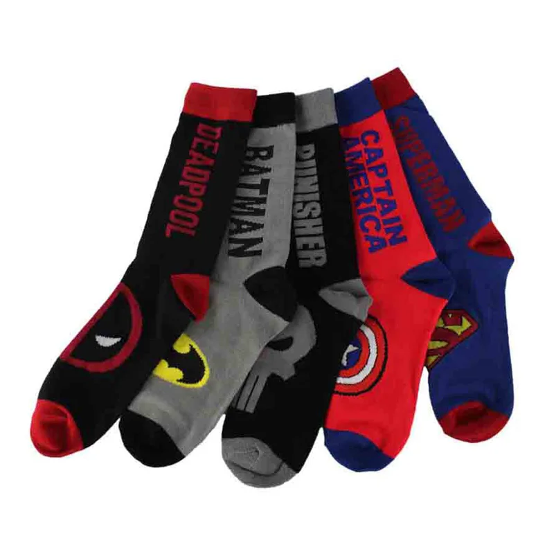 

Harajuku Adult Superhero Socks Marvel Cosplay Stockings Superman Batman Captain America Punisher Dead Serve Skate Long Socks