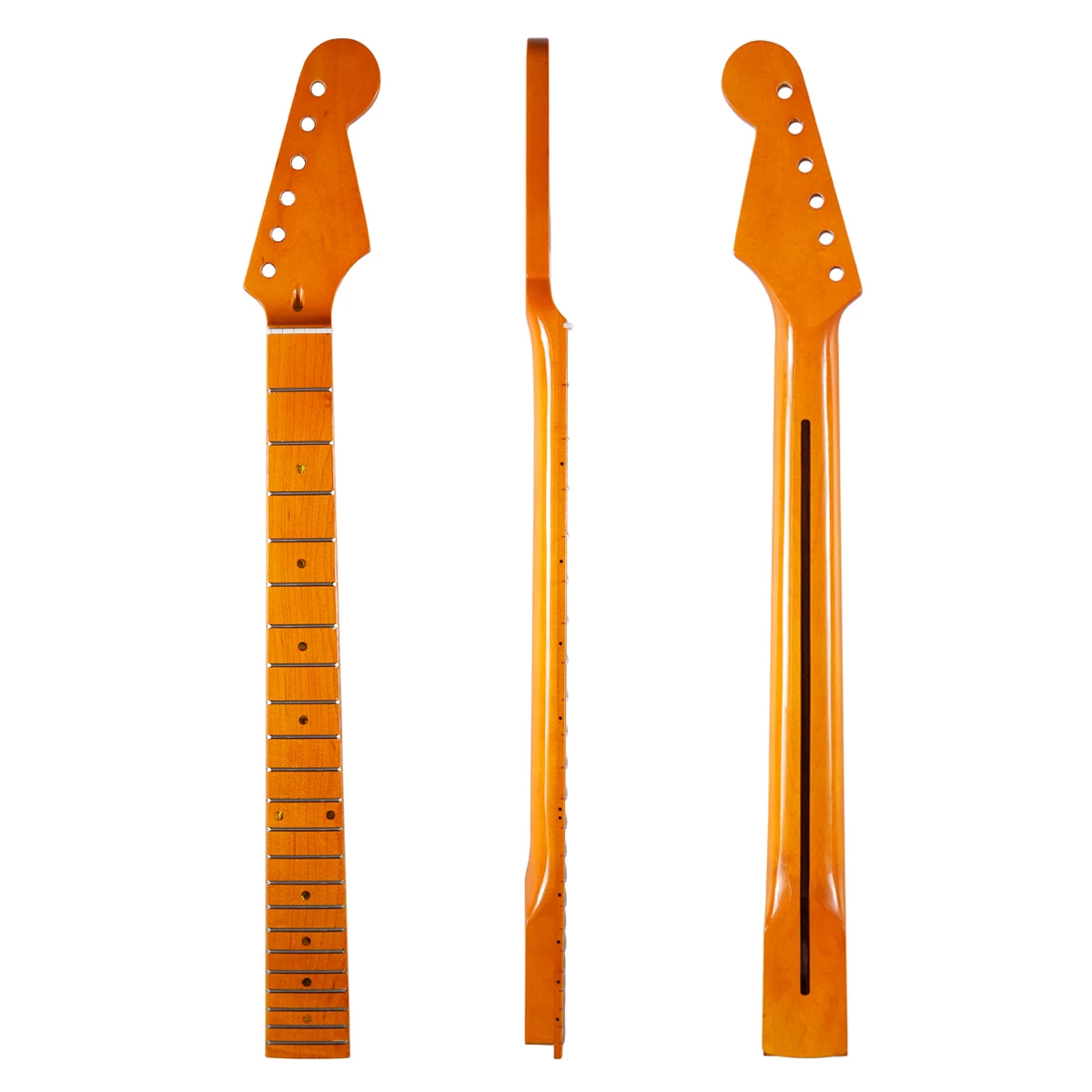 

High Quality 22 Fret Glossy ST Strat Canadian Maple Guitar Neck with Maple Fingerboard Abalone Shell Inlay and Bone Nut